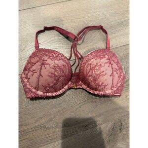 Victorias Secret Lace RacerBack Bombshell Push Up Bra Size 32A
